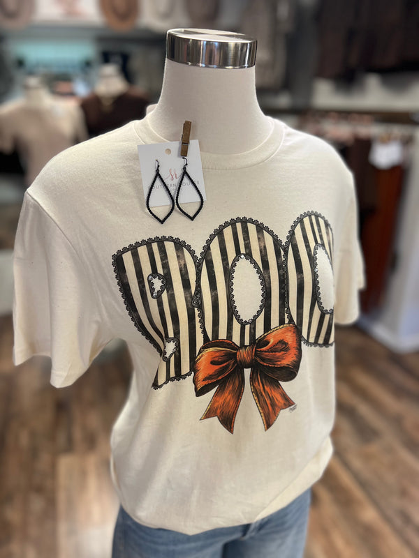Boo Bow Tee w/ Crystal Embellishments | Natural