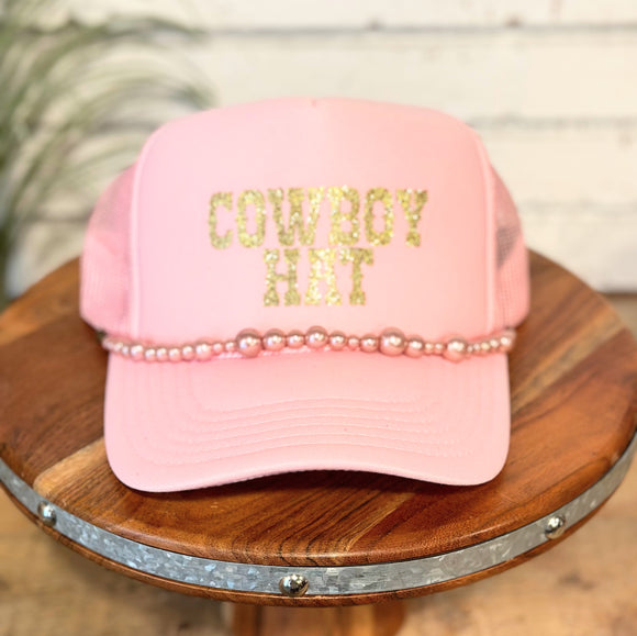 Cowboy Hat Foam Trucker Cap + Jewelry Charm | Pink
