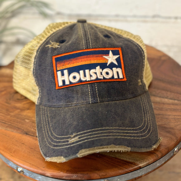 Houston Retro Distressed Cap | Navy