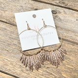 Beaded Tassel Circle Earrings | Rose