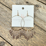 Beaded Tassel Circle Earrings | Rose