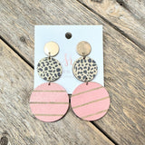 Wooden Cheetah Circle Drop Earrings | Rose