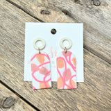 Abstract Rectangle Clay Earrings | Cream+Pink