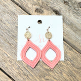 Wooden Ornate Drop Earrings | Pink