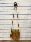 Wrangler Suede Leather Fringe Crossbody | Mustard