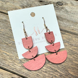 Wooden Modern Trio Earrings | Pink