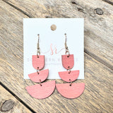 Wooden Modern Trio Earrings | Pink