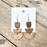 Wooden Modern Trio Earrings | Brown