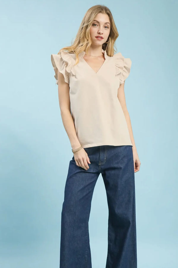 Luxe Ruffle Sleeve Top | Oak