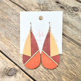 Wooden Abstract Earrings | Orange+Maroon