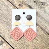 Cable Knit Clay+Wood Earrings | Rose