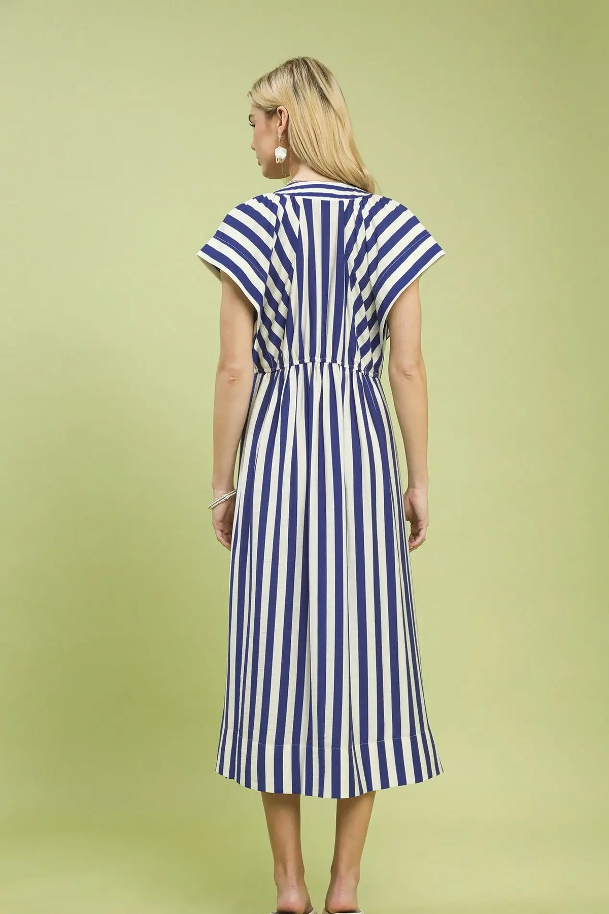 Striped Button Midi Dress | Blue