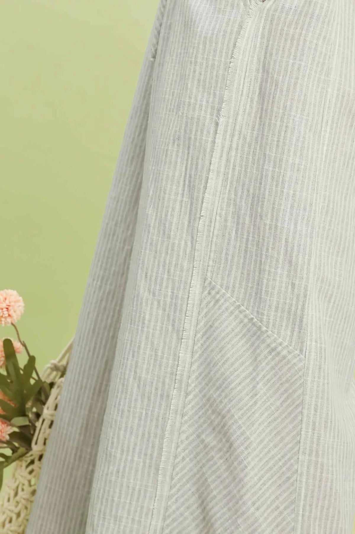 Linen Blend Stripe Wide Leg Pants | Oatmeal