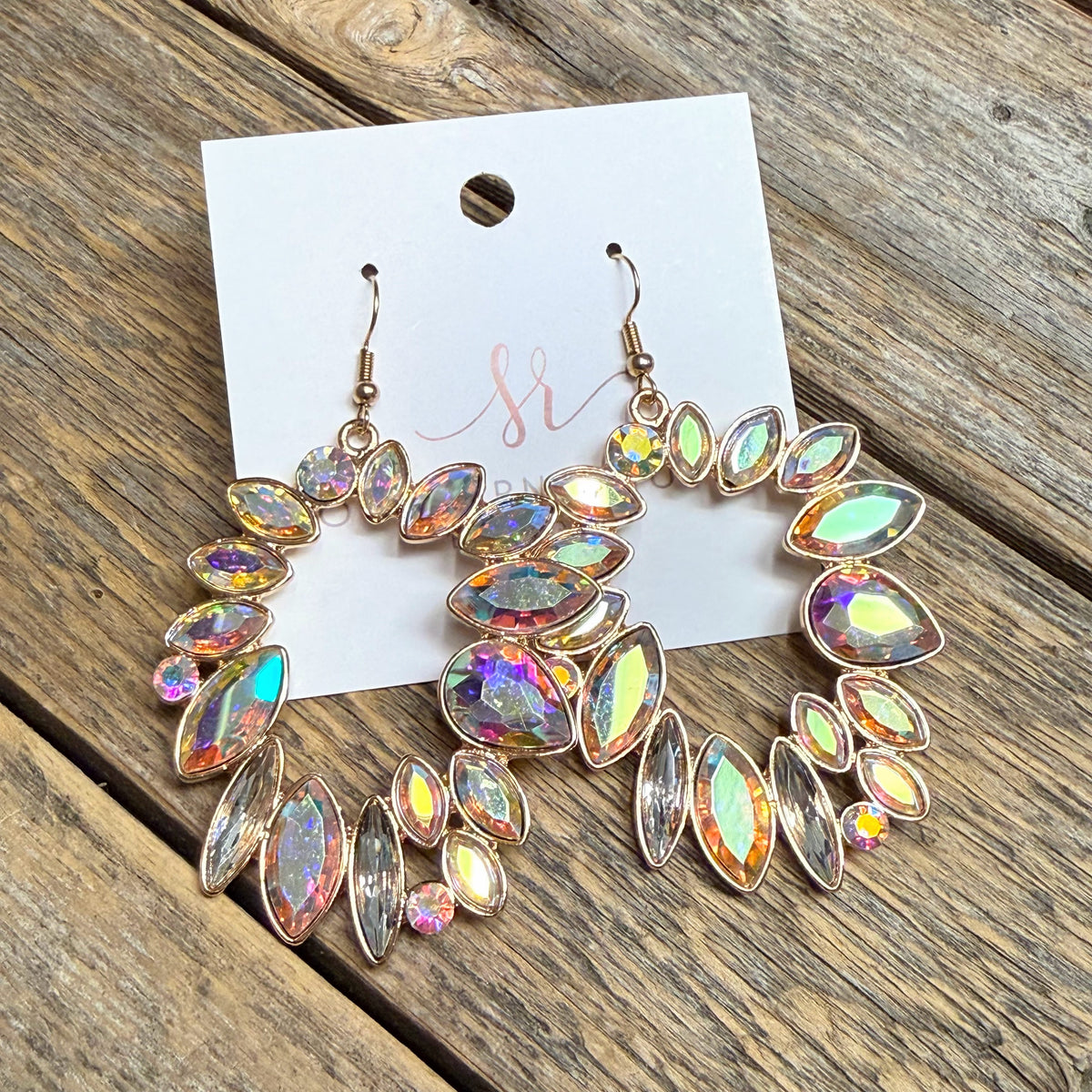 Abstract AB Crystal Earrings | Gold