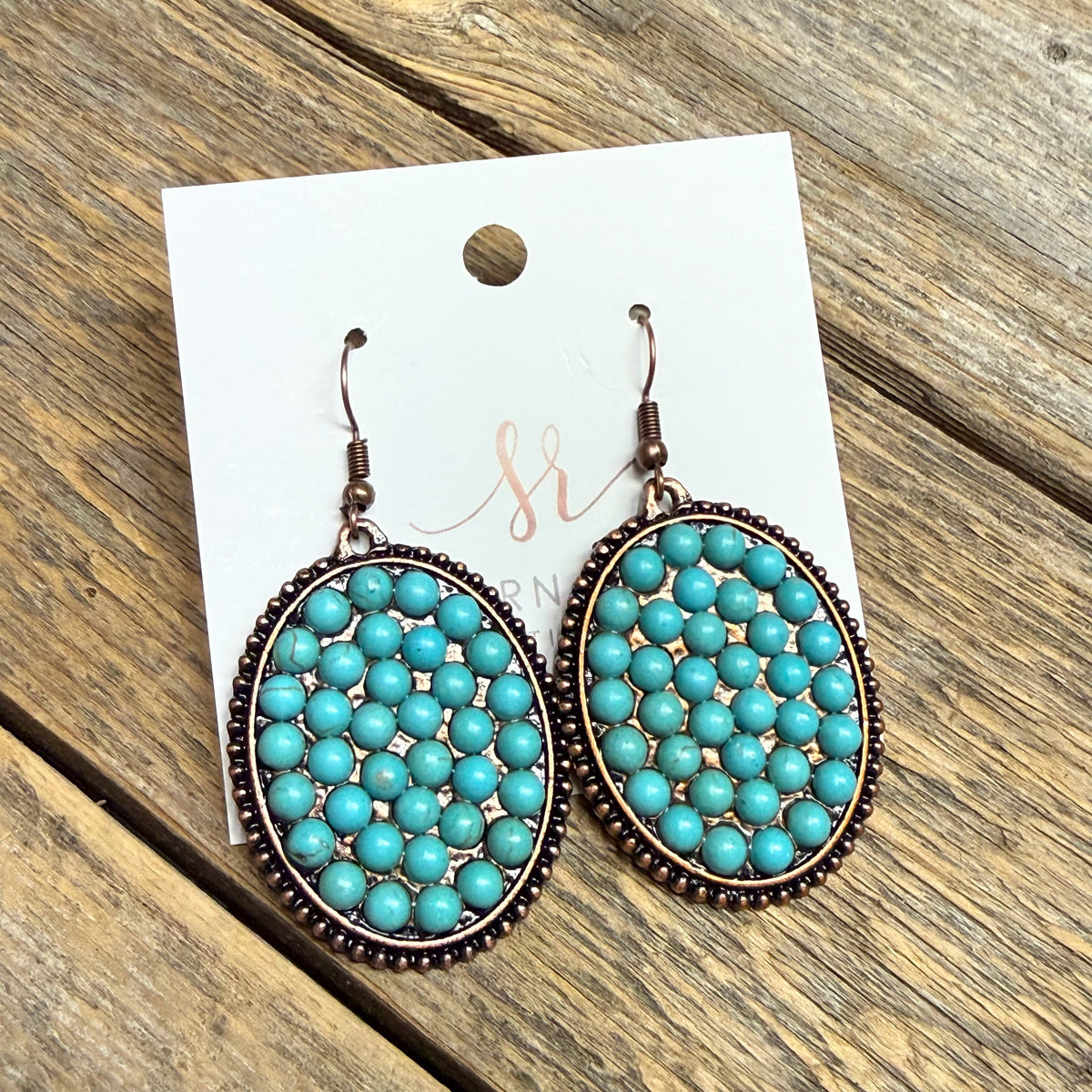 Oval Western Earrings | Turquoise/Bronze