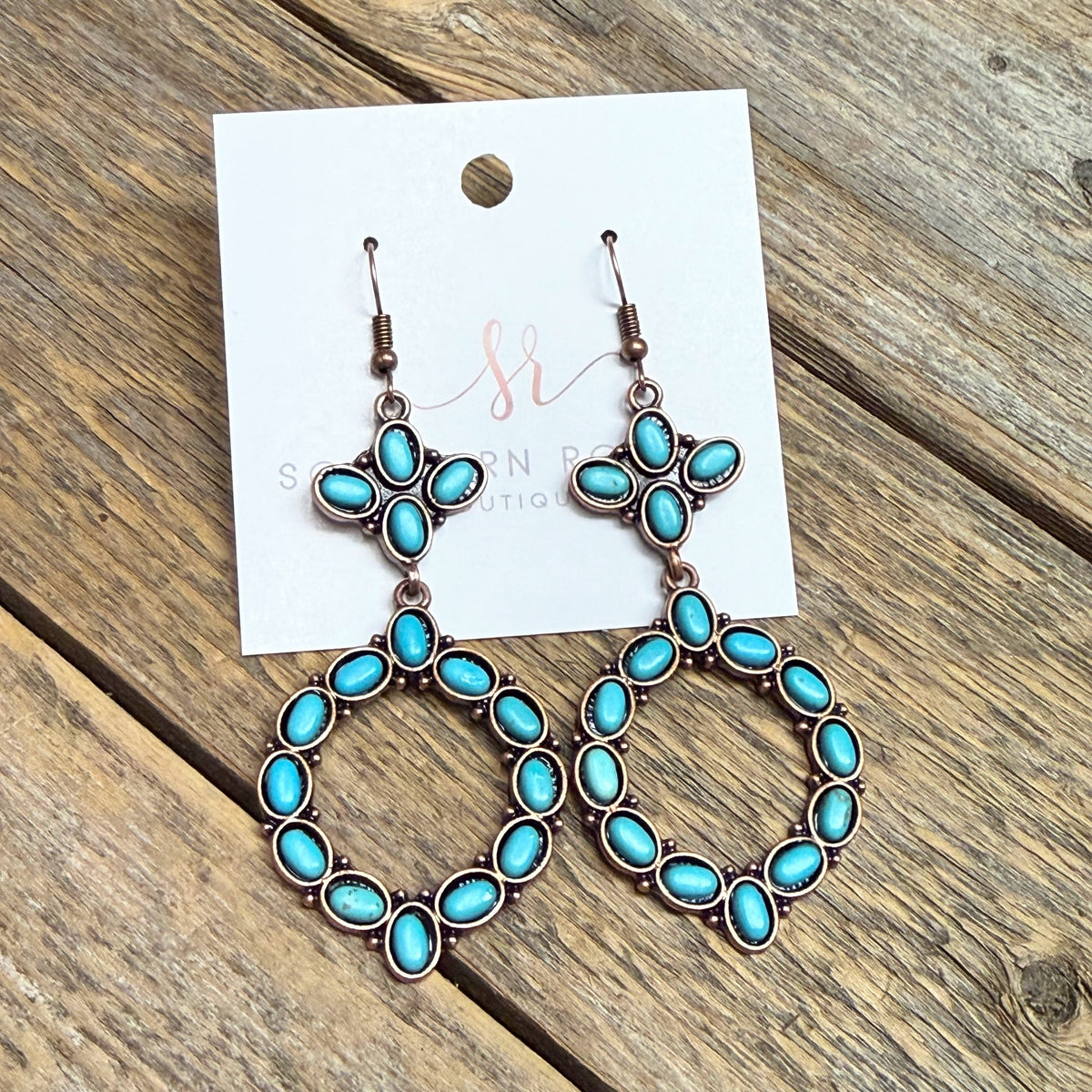 Western Dangly Earrings | Turquoise/Bronze