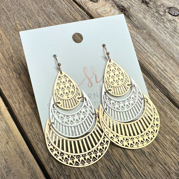 Ornate Drop Earrings | Silver+Gold