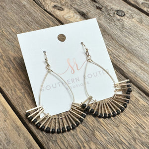 Fan Drop Earrings | Gold+Black