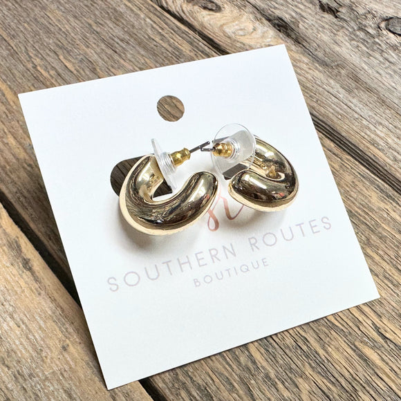 Small Tube Huggie Earrings | Gold