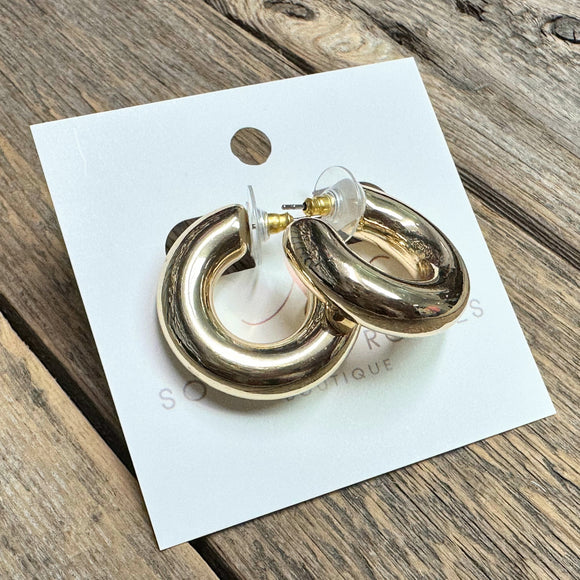 Large Tube Huggie Earrings | Gold