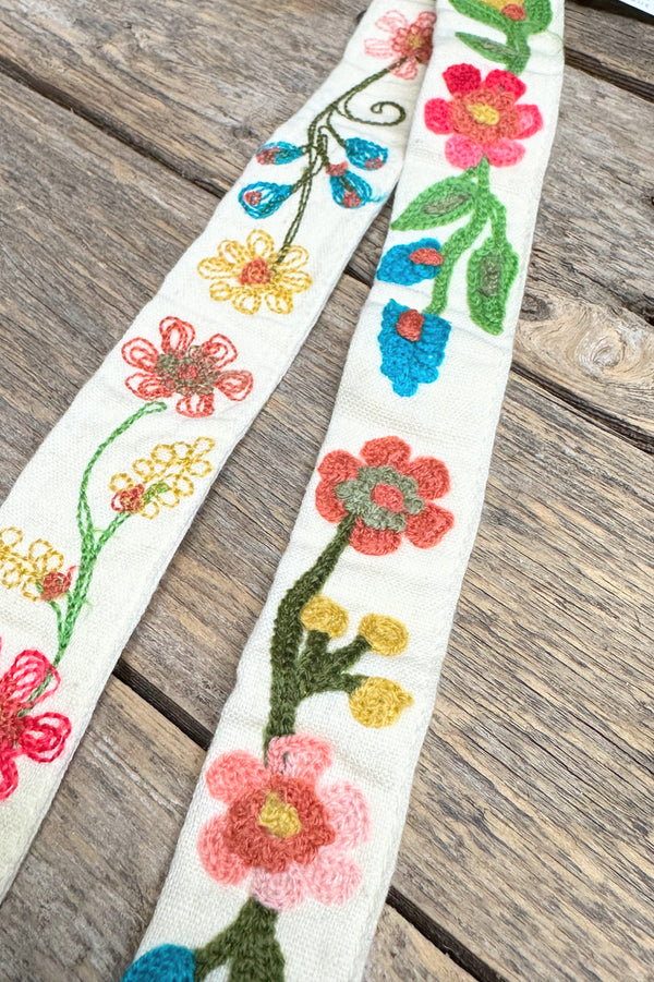 Embroidered Floral Hat Band | Cream