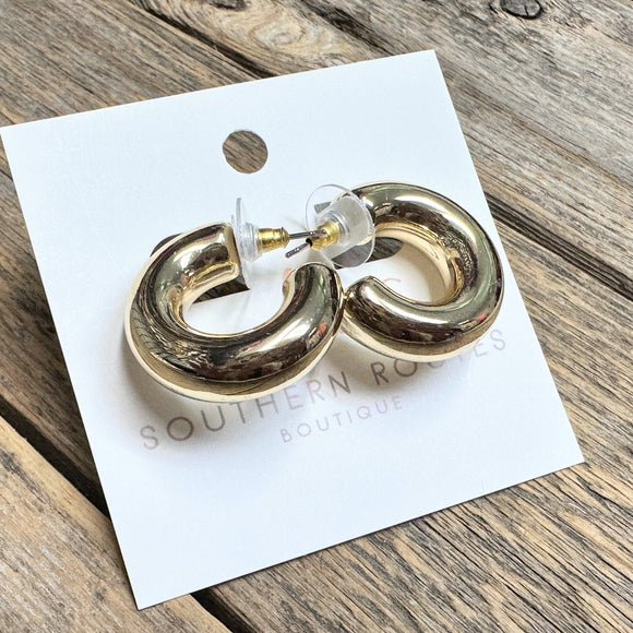 Medium Tube Huggie Earrings | Gold