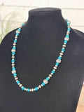 Western Silver Beaded Necklace | Turquoise