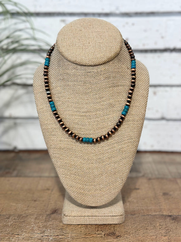 Western Turquoise Accent Necklace | Copper