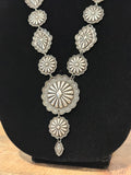 Western Concho Long Necklace | Antique Silver