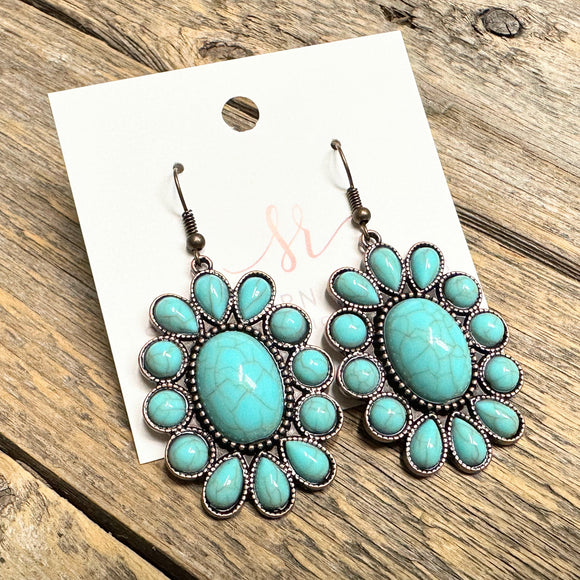 Western Stone Earrings | Turquoise+Copper