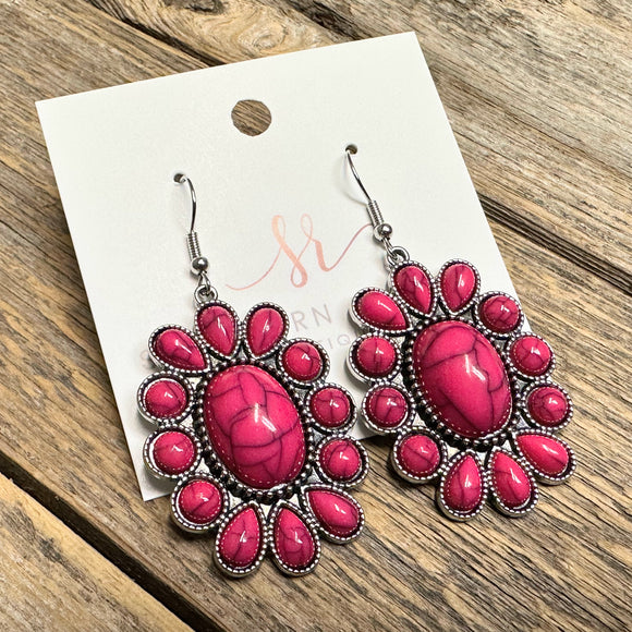 Western Stone Earrings | Pink+Silver