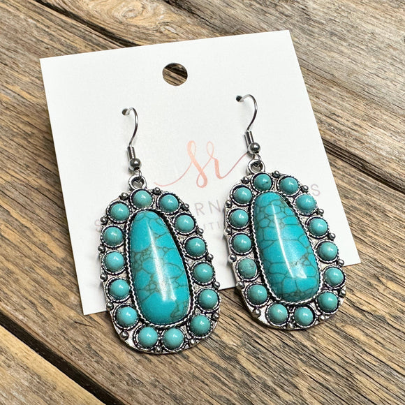 Western Stone Earrings | Turquoise+Silver