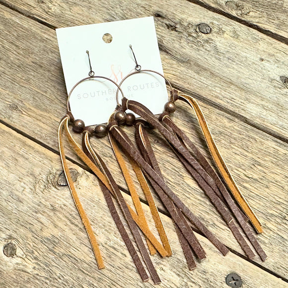 Leather Tassel Earrings | Copper