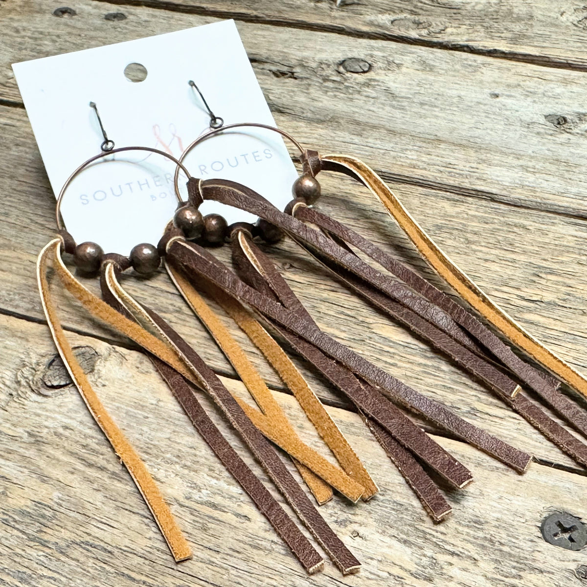 Leather Tassel Earrings | Copper
