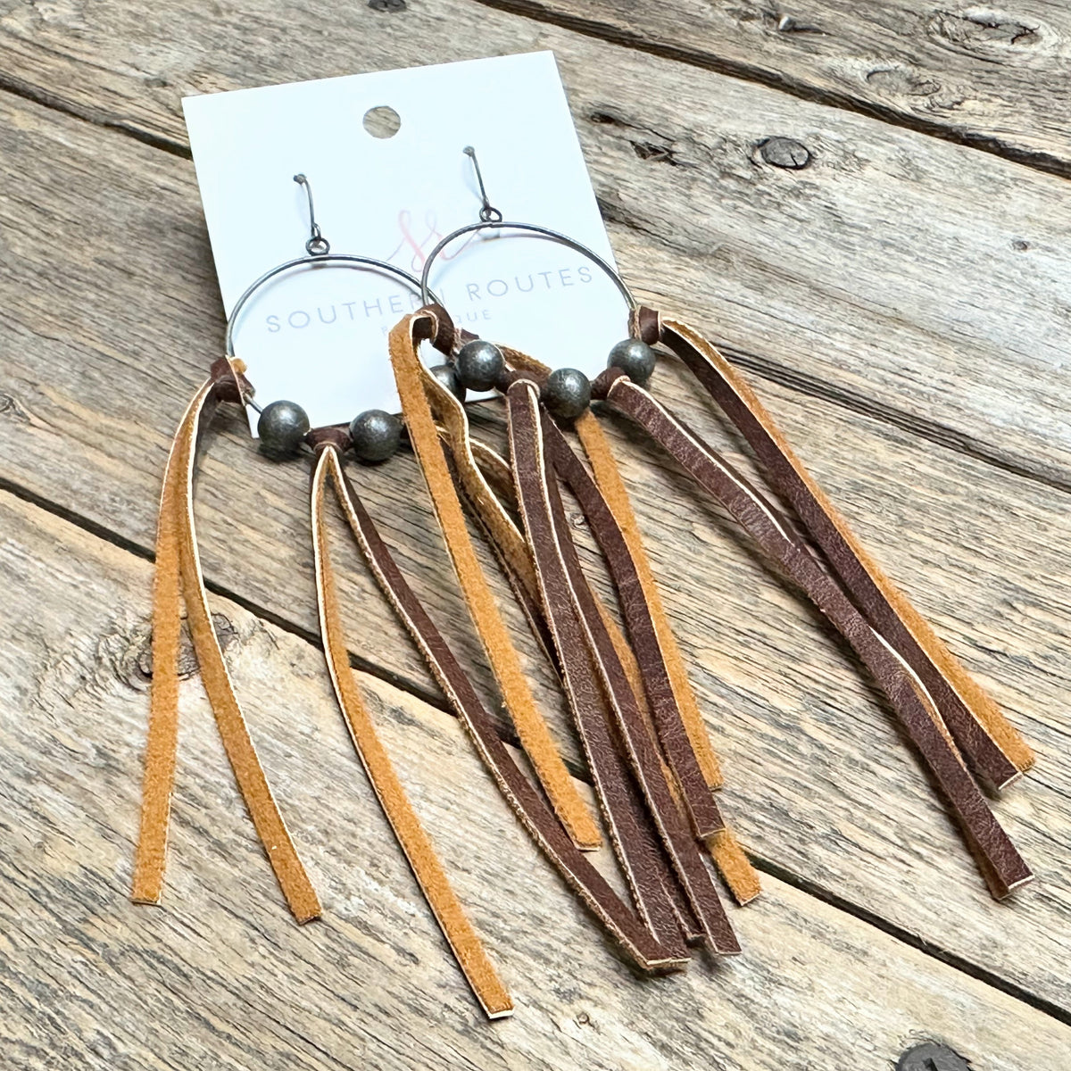 Leather Tassel Earrings | Silver