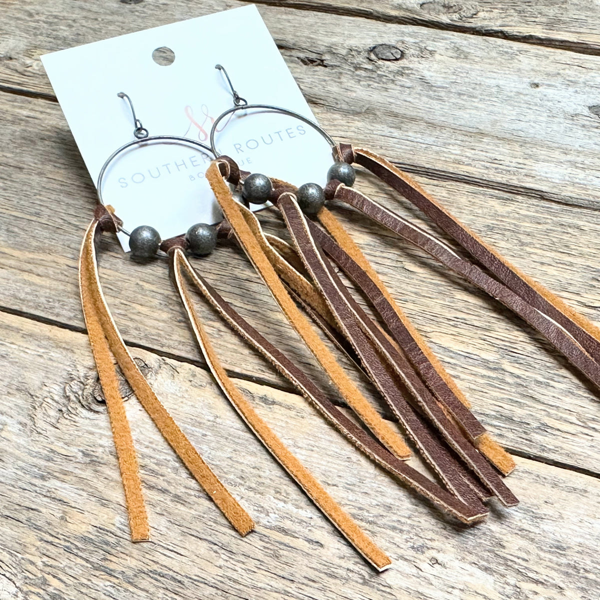 Leather Tassel Earrings | Silver