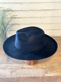 Vegan Suede Pencil Brim Rancher Hat | Black
