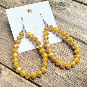 Beaded Teardrop Earrings | Mustard