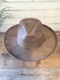 Vegan Suede Pencil Brim Rancher Hat | Dark Taupe