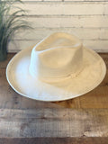 Vegan Suede Pencil Brim Rancher Hat | Ivory