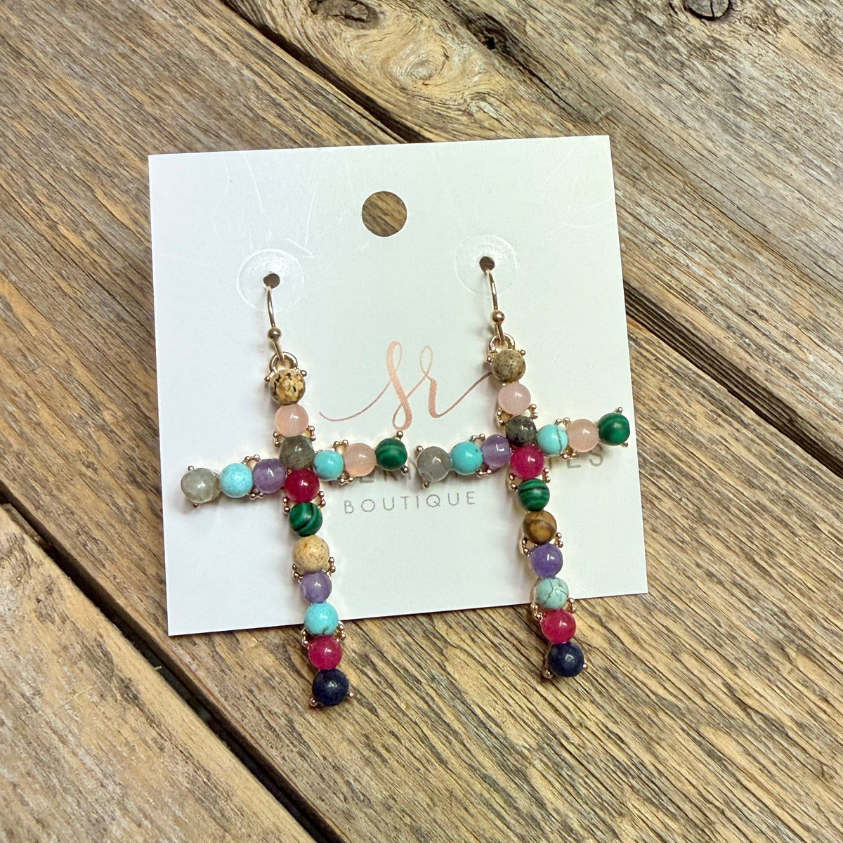 Beaded Cross Earrings | Multi