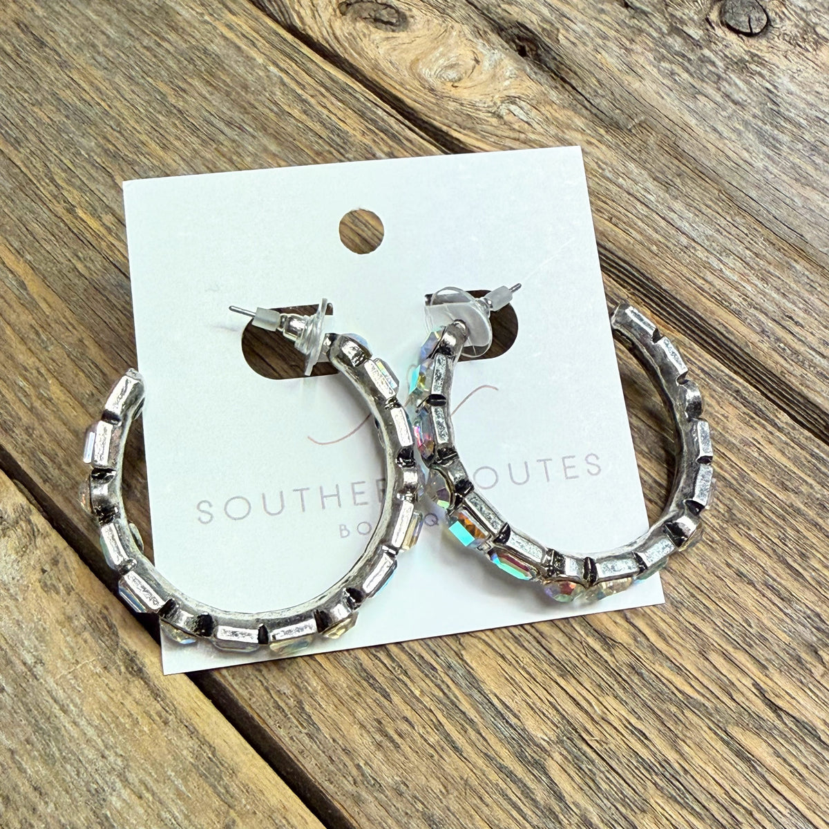 AB Crystal Multi Hoop Western Earrings | Silver