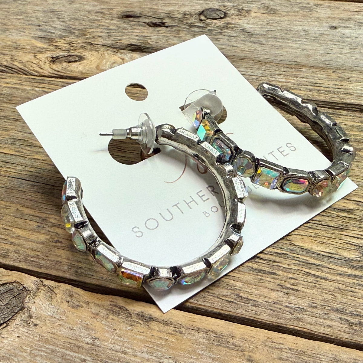 AB Crystal Multi Hoop Western Earrings | Silver