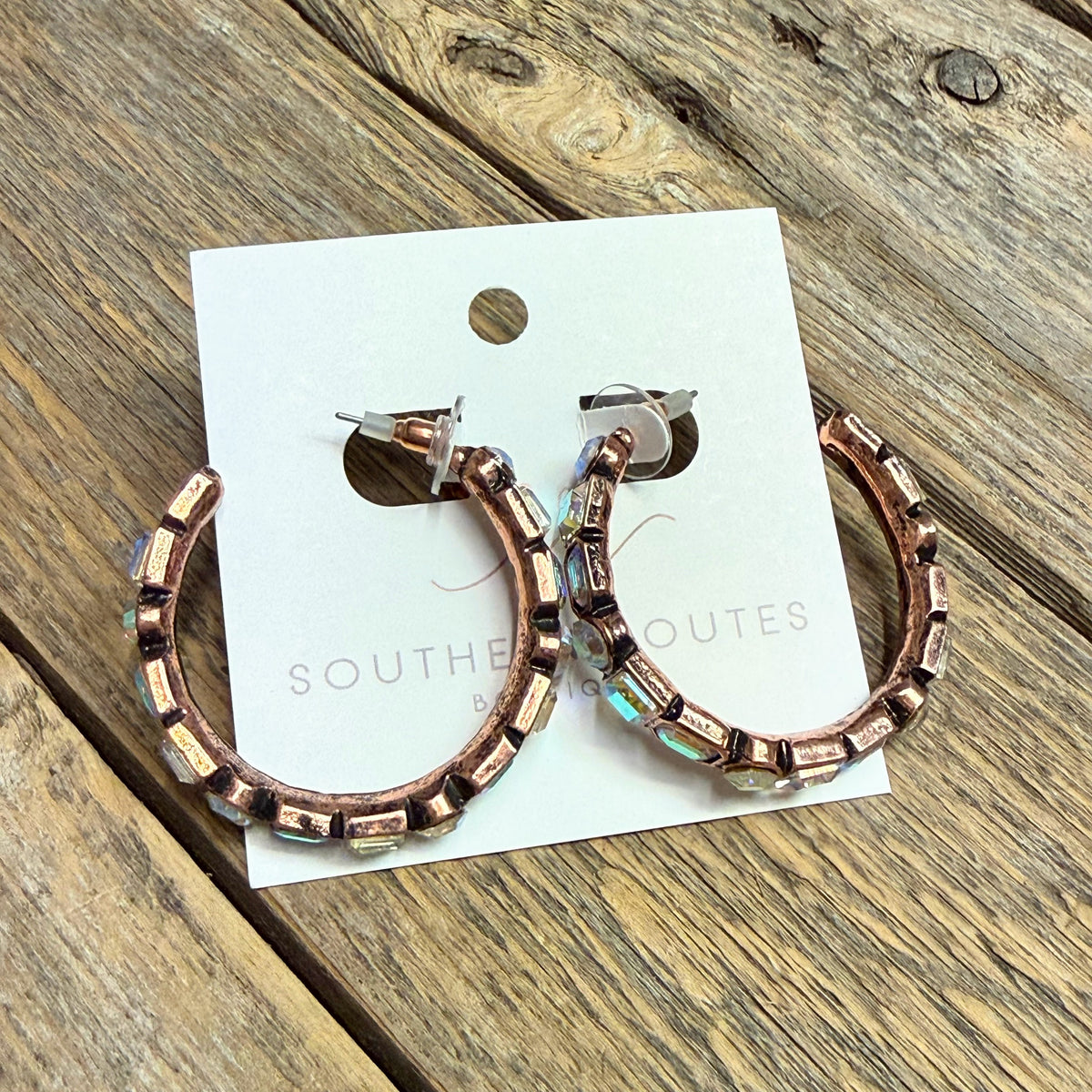 AB Crystal Multi Hoop Western Earrings | Bronze