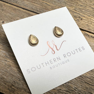 Teardrop Stud Earrings | Worn Gold