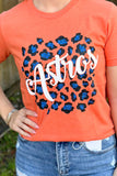 Astros Blue Leopard Tee | Heather Orange