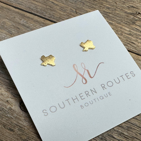 Brushed Texas Stud Earrings | Gold