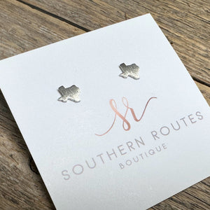 Brushed Texas Stud Earrings | Silver