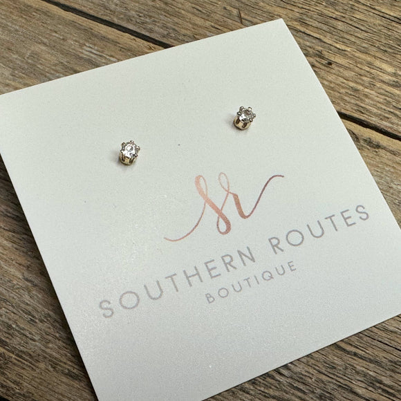 Crystal Stud Earrings | Gold (Petite)