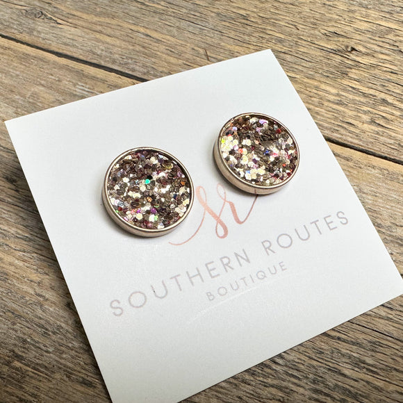 Glitter Stud Earrings | Gold Multi